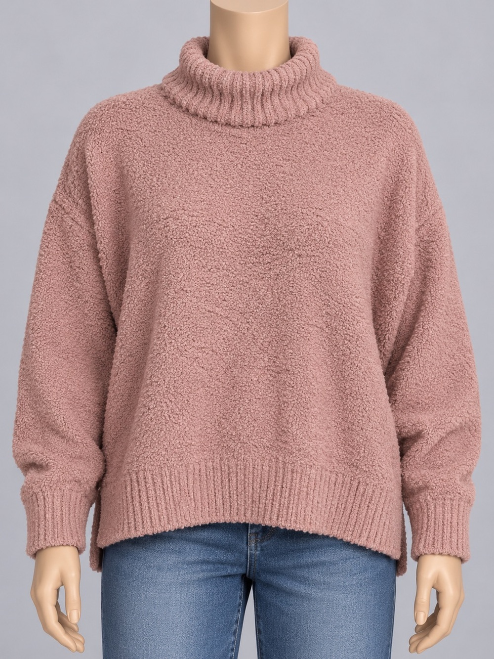 UGG Oversized Turtleneck Sweater Dusty Rose Pink Women’s XL Cozy Bouclé